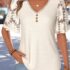 Modlily Black Curved Hem Half Sleeve V Neck T Shirt – XXL
