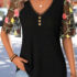Modlily Black Curved Hem Half Sleeve V Neck T Shirt – XL