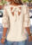 Modlily Beige Bowknot Half Sleeve Round Neck T Shirt – XXL