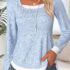 Modlily Navy Geometric Print Curved Hem Long Sleeve T Shirt – XXL