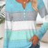 Modlily Navy Geometric Print Curved Hem Long Sleeve T Shirt – XXL