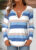 Modlily Blue Striped Tummy Coverage Long Sleeve T Shirt – XXL