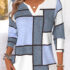 Modlily Light Camel Geometric Print Patchwork Long Sleeve T Shirt – XL