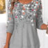 Modlily Pink Geometric Print Curved Hem Long Sleeve T Shirt – XXL
