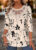Modlily Light Camel Floral Print Patchwork Long Sleeve T Shirt – XXL