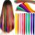 9pcs/set Colorful Hair Extension Clips Straight Hair Multicolor Synthetic Hair Extensions Accessories Women Gift Party Highlights Wig Pieces For Women Cosplay Party Y2k Style Music Festival