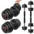 Adjustable Dumbbells Set, 20/30/40/55/60/70/80/90lbs Free Weight Set with Connector, 2 or 3 in 1 Dumbbells Set Used as Barbell, Kettlebells, Fitness E