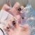 CATKIN 24PCS Short False Nails with Glue Stickers, Press on Nails no Glue for Women Girls Medium Square Decoration Fake Nails