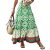 FQFGGYD Long Skirts for Women Bohemian Midi Skirts Flowy Skirts for Women Print Loose Patchwork Vacation Outfit Swing Skirts Green