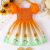 Girls Ombre Sunflower Pattern Shirred Puff Sleeve Princess Dress Kids Casual Summer Dress 4th Of July Dress