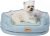 Jiupety Large Cat Bed for Indoor Cats, Washable Cozy Small Dog Bed in Luxury Fabrics, Pet Bed with Side for Kitten and Puppy, M (20″×19″×6″), Green