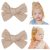 Jollybows 2pcs 3.2″ Neutral Linen Hair Clip Bows for Baby Girl Toddler Pigtails – Khaki Denim 6-Khaki Denim