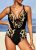 Modlily Patchwork Leopard Black One Piece Swimwear – S