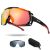 Odoland Cycling Sunglasses, Magnetic Lenses UV400 Polarized Sports Sunglasses for Baseball MTB Running Baseball Men Women Red