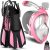 Odoland Snorkeling Package Set, Snorkeling Gear for Adults with Full Face Snorkel Mask Camera Mount, Adjustable Swim Fins, Mesh Bag, Anti-Fog Anti-Lea