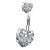 OUFER 14G Surgical Steel Faceted Heart Cubic Zirconia Navel Rings Body Piercing Jewelry