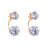 Brass Clear Cubic Zirconia Stud Earring Findings, for Half Drilled Beads, with Loop, Nickel Free, Real 18K Gold Plated, Rectangle, Real 18K Gold Plated, 32.5x2mm, Hole: 1.2mm, Pin: 0.7mm