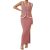 Pink Queen 2025 Women’s 2 Piece Outfits Set Sleeveless Top Bodycon Maxi Knit Skirt with Split Spring Summer Pink Large