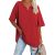 Spring/summer solid color loose half-sleeved V-neck cotton blouse
