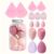 TEMU 14pcs Velvet Powder Puff & Makeup Sponge Set – Light Beige-friendly, Dual-use Wet/dry Blenders For Application