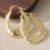 TEMU Oval-shaped Golden Hoop Earrings With Intricate Hand-carved Designs