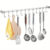 TEMU Utensil Rack Stainless Steel Wall Mounted Utensil Hooks With 12 Removable Hooks Kitchen Utensils Holder Utensil Hanging Rack Rail 52cm (15.6″)