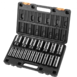 VEVOR Impact Socket Set, 1/2″ 19 Piece Impact Sockets, Deep Socket, 6-Point Sockets, 1/2 Inches Drive Socket Set Impact 3/8 inch – 1-1/2 inch, Cr-V Ru