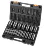VEVOR Impact Socket Set, 1/2″ 19 Piece Impact Sockets, Deep Socket, 6-Point Sockets, 1/2 Inches Drive Socket Set Impact 3/8 inch – 1-1/2 inch, Cr-V Ru