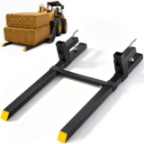 VEVOR Pallet Forks, 2000 lbs Clamp on Pallet Forks, 43″ Total Length Tractor Bucket Forks with Adjustable Stabilizer bar, Heavy Duty Pallet Forks for