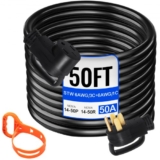VEVOR 50Ft 50 Amp RV Extension Cord Durable Premium Power Cord RV 26.5mm Wire Diameter Extension Cord Copper Wire RV Cord Power Supply Cable for Trail