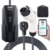 VEVOR Level 2 Portable EV Charger, 32 Amp 240V, Electric Vehicle Charger with 28 ft Charging Cable NEMA 14-50P Plug, 16/20/24/32A Adjustable Current P