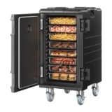 VEVOR Insulated Food Pan Carrier, 109 Qt Hot Box for Catering, LLDPE Food Box Carrier with Double Buckles, Front Loading Food Warmer with Handles, End