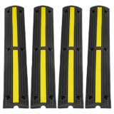 VEVOR 3.28 ft Cable Protector Ramp, 4 Pack of 1 Channel, 18000 lbs/axle Capacity Heavy Duty Rubber Speed Bumps, Floor Cord Cable Protector Wire Cover,
