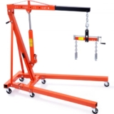 VEVOR Hydraulic Engine Hoist with Lever, 2 Ton/4400 LBS Heavy-duty Cherry Picker Shop Crane, Foldable Engine Crane and Engine Hoist leveler for Auto R