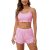 YIJIU Women’s Pajamas Set Camisoles Sleepwear Lingerie Cute Print Lettuce Trim Cami Top and Shorts Nightwear Large Pink