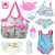 ZITA ELEMENT 8 Pcs Baby Doll Clothes and Accessories, Baby Doll Feeding and Caring Set with Baby Doll Diaper Bag, Clothes, Diapers, Bottles, Pacifier,